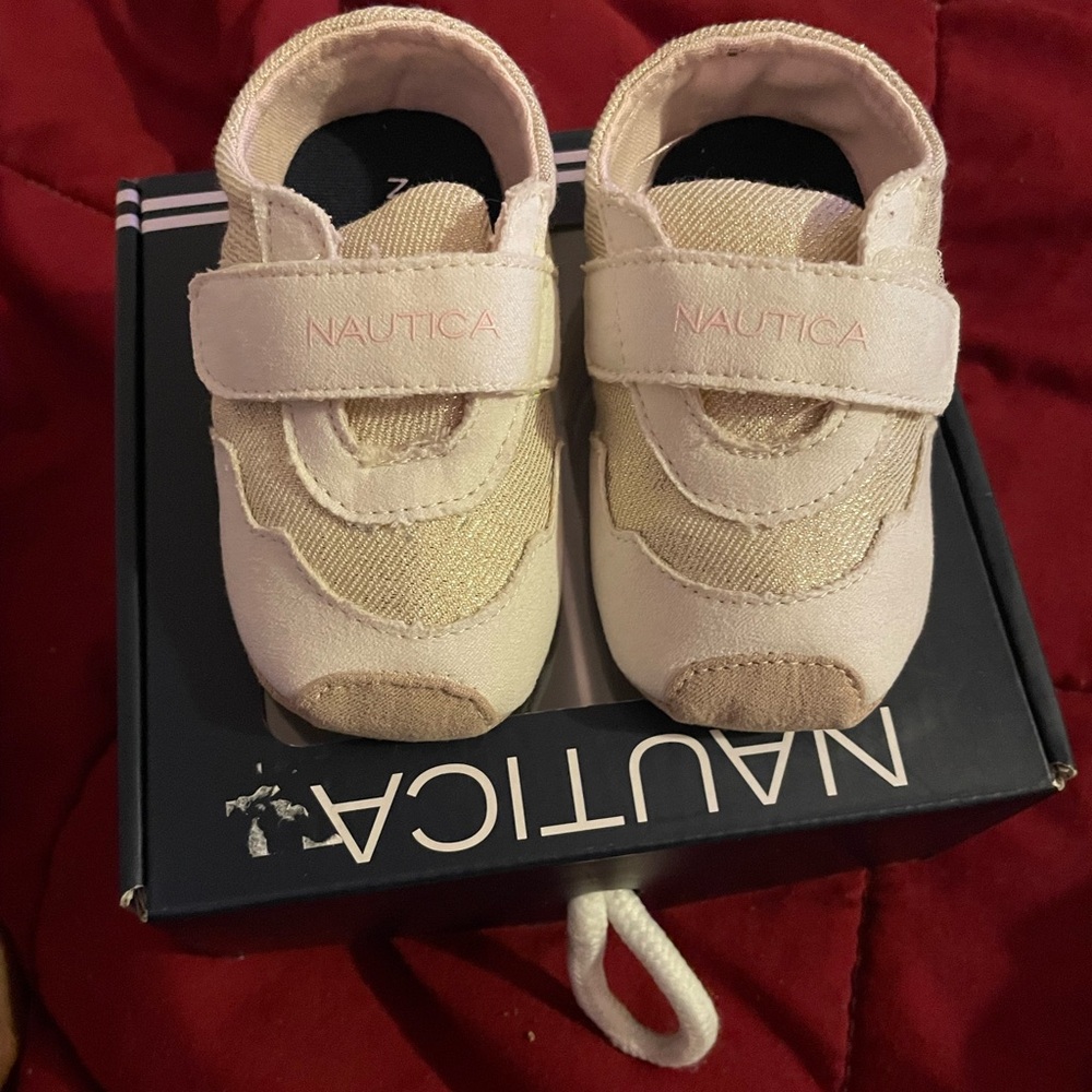 Nautica Baby Walker Shoes - Soft Pink and Cream